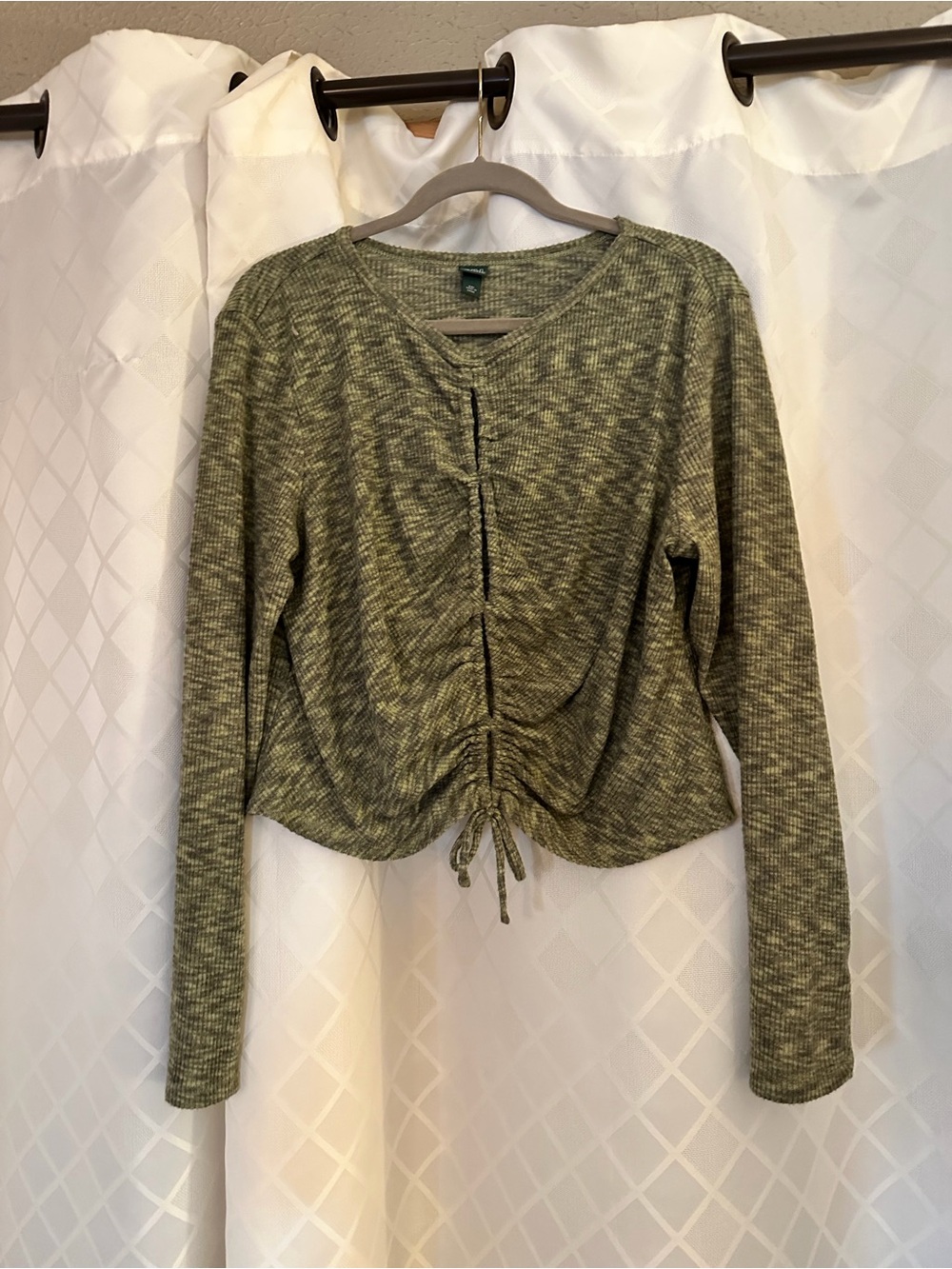 wild fable Olive Green Ruched Long Sleeve Top